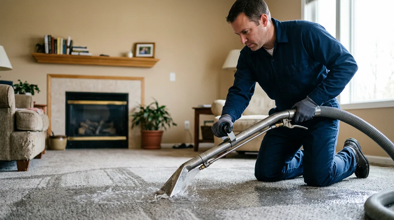 Water damage restoration technician working near Kent, NY